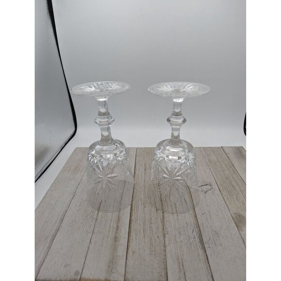 Edinburgh Crystal Star of Edinburgh Water Glasses Scotland 7" Stemmed Set of 2 - Picture 3 of 4